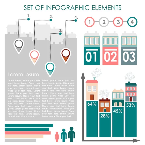 Set of infographics, urban demographics data icons and elements, vector illustration — Stock Vector