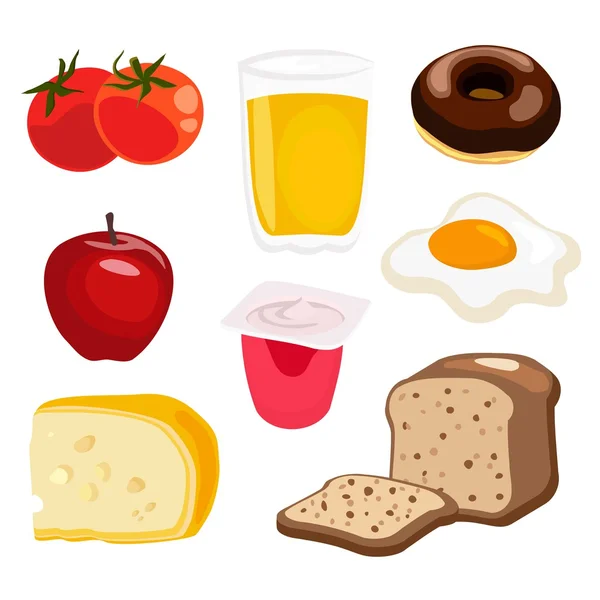 Set of vector breakfast elements, collection of food illustrations — Stock Vector