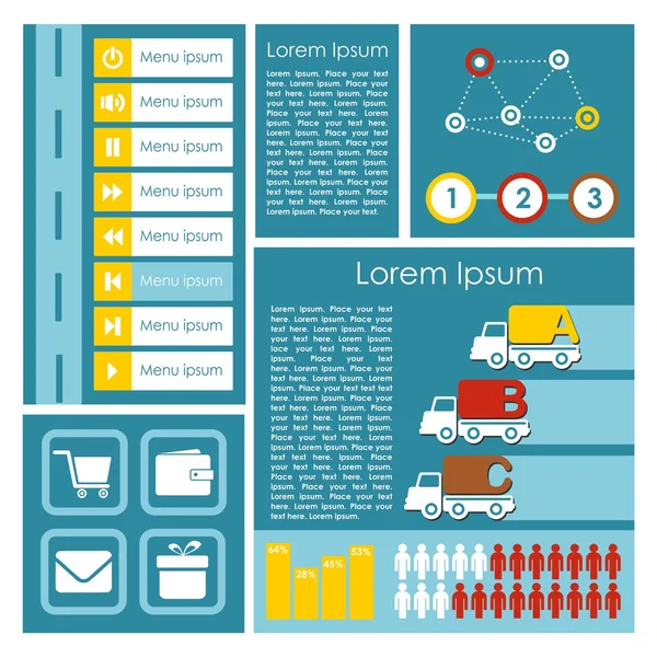 Platte ui infographics gebruikersinterfacesjabloon, vector illustratie elementen, moderne achtergrond, — Stockvector