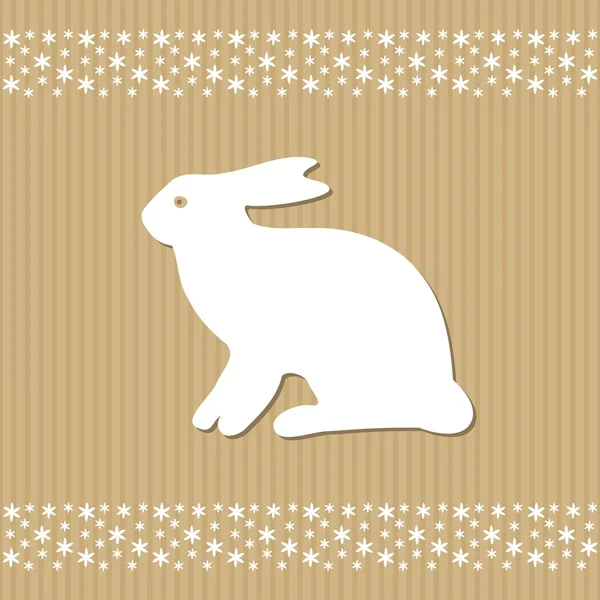 Jolie carte printemps Pâques avec lièvre et fleurs, fond en carton vectoriel — Image vectorielle