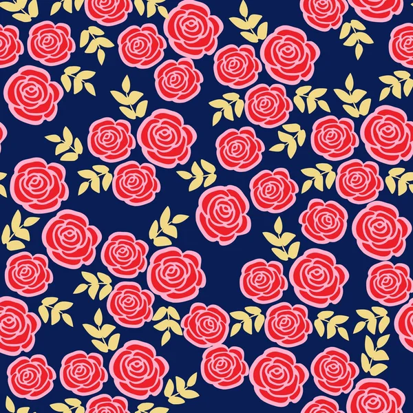 Lindo patrón sin costura con rosas, fondo de ilustración de vector floral — Vector de stock
