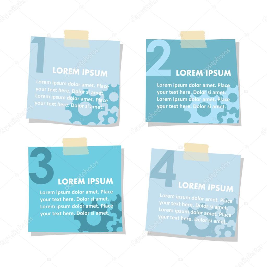 Set of post it stick notes papers, vector illustration isolated on white background