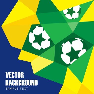 Brezilya bayrağı ve futbol tasarım, vektör çizim modern çokgen arka plan