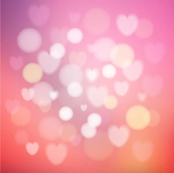 Modern abstract glow colorful background with hearts and bokeh effect, vector illustration — Stock Vector