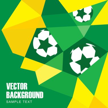 Brezilya bayrağı ve futbol tasarım, vektör çizim modern çokgen arka plan