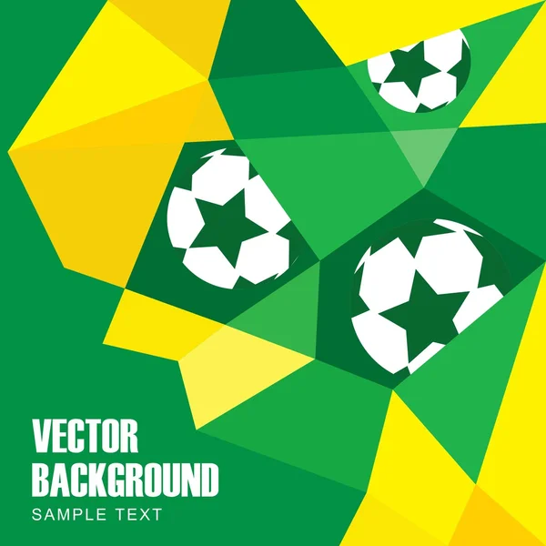 Abstract modern polygon background in Brazilian flag and football design, vector illustration — Stock Vector