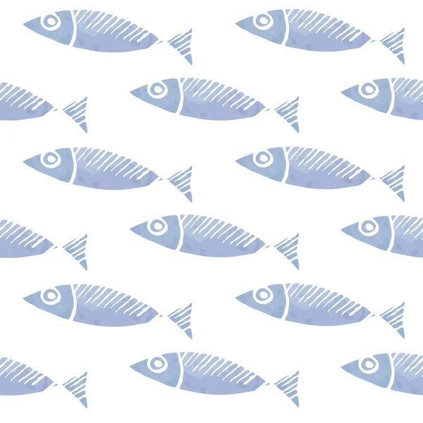 Modèle de poisson aquarelle sans couture, fond vectoriel illustration — Image vectorielle