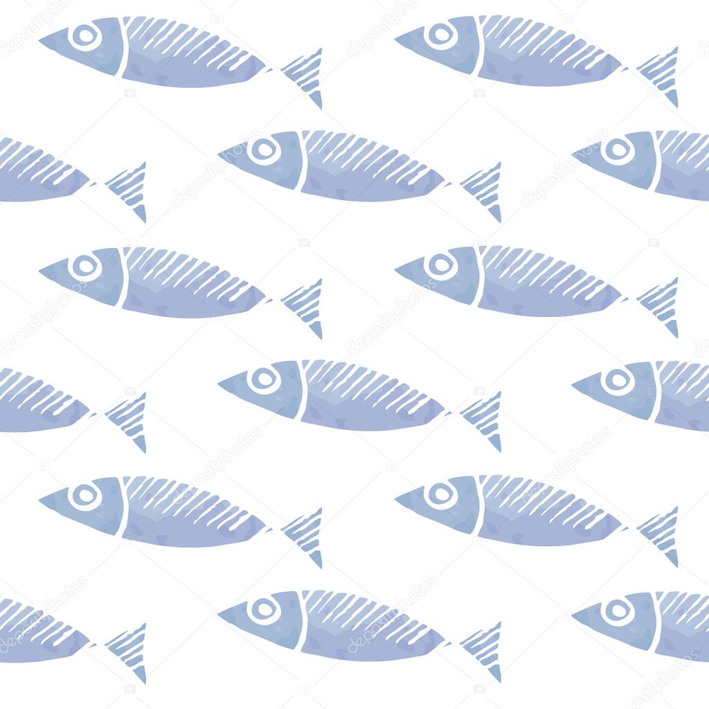 Seamless Watercolor Fish Pattern Vector Illustration Background Stock Vector C Tabitazn