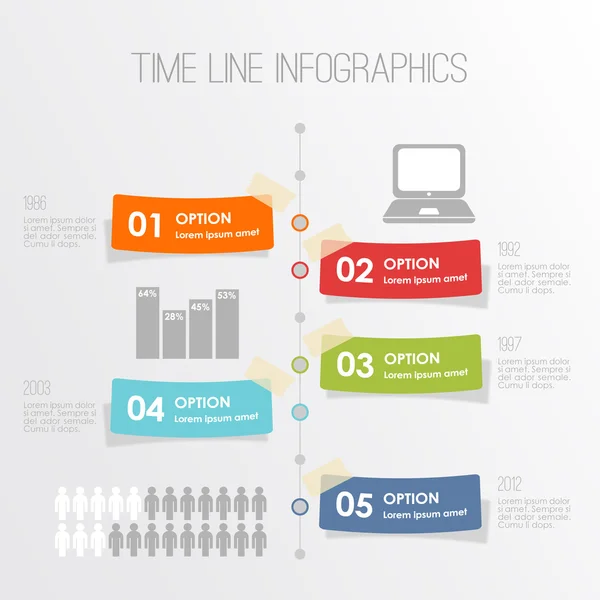 Infographics sjabloon tijdlijn, vectorillustratie — Stockvector