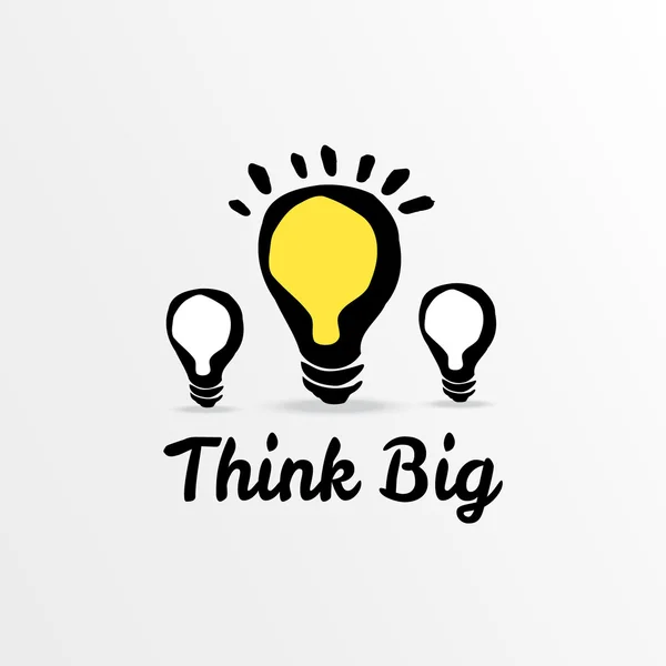 Think big light bulb sketch, vector illustration — Stock Vector