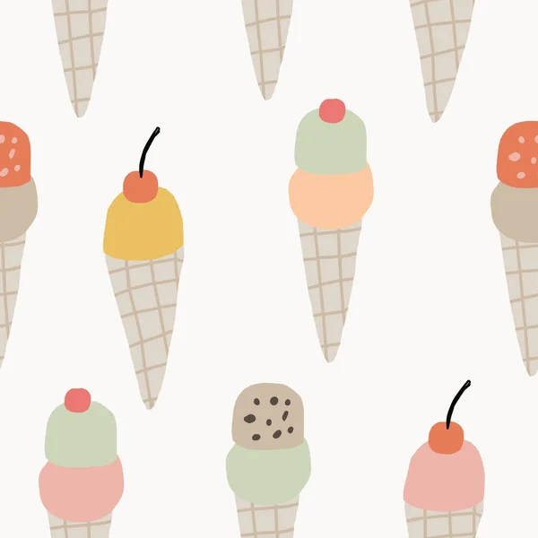 Modèle Sans Couture Nourriture Été Avec Des Glaces Coclorful Textile — Image vectorielle