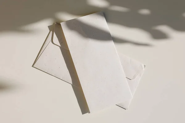 Minimal Summer Stationery Still Life Modern Craft Paper Greeting Card — Stock Photo, Image
