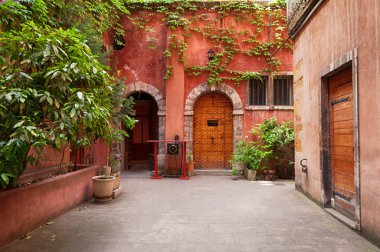 veranda alan eski şehir. Lyon, Fransa