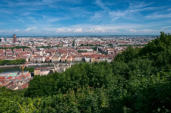 Panoramic view of the European city from the hill — Stock Photo, Image