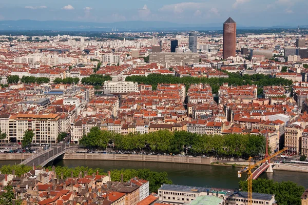Panoramic view of the European city from the hill — Stock Photo, Image