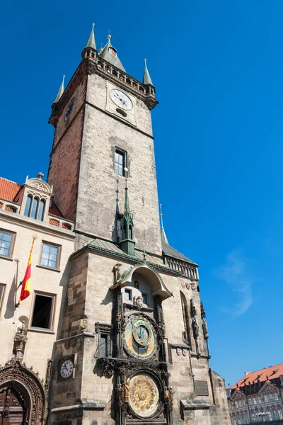 Old astronomical clock in the center square of Prague, Czech Rep — Stock Photo, Image