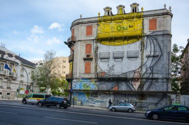 eski bir ev, bir tuğla duvara Graffiti