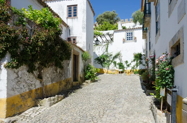 Villaggio europeo. Strade strette di Obidos, Portogallo — Foto Stock