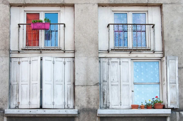 Ventanas rústicas con flores — Foto de Stock