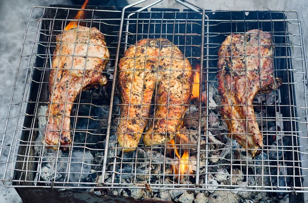 A grill hús és hal steak — Stock Fotó