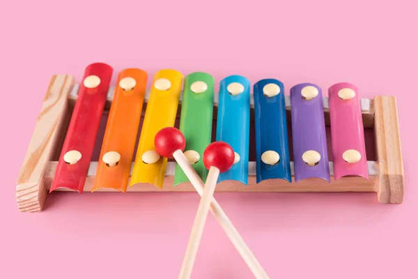 Xylophone Kids Infant Wooden Musical Instrument Toy Toddlers Colorful Xylophone — Stock Photo, Image