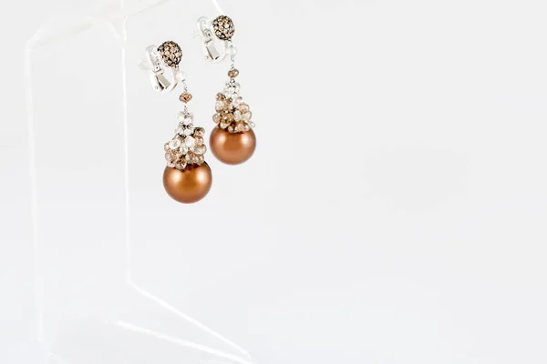 Pair Earrings Pearls Luxury Jewelry — Stock Photo, Image