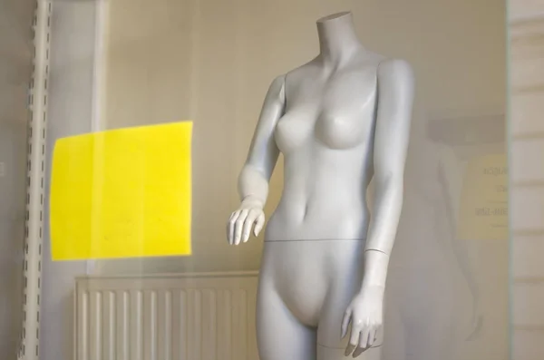 裸女人体模特 商店橱窗里的塑料娃娃 — 图库照片