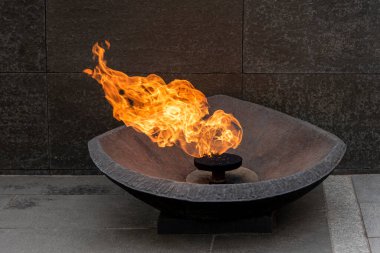 Burning eternal flame monument, memory of war symbol