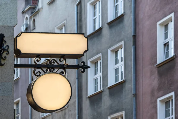 Leeres Schild Der Mauer Der Altstadt Leere Vintage Wandattrappe Für — Stockfoto