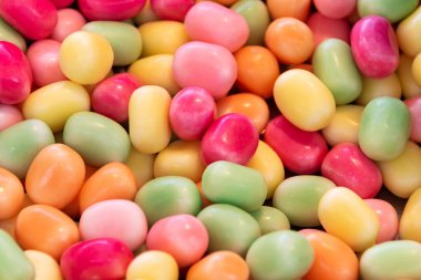 Different colored round candy. Sweet sugar candies closeup