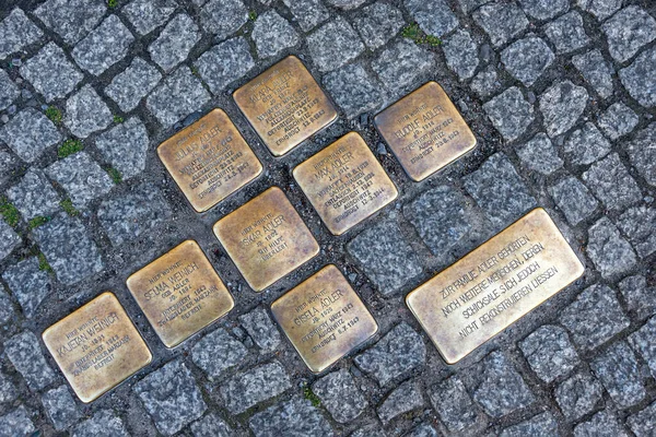 Berlin Deutschland Juni 2022 Stolpersteine Mahnmale Auf Dem Bürgersteig Für — Stockfoto