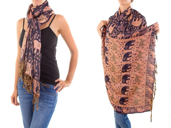 Stylish Feminine Scarf with Oriental Pattern — Stock Photo, Image