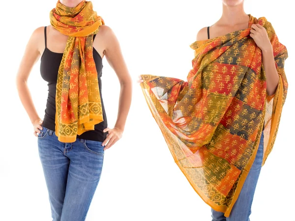 Stylish Feminine Scarf with Oriental Pattern — Stock Photo, Image