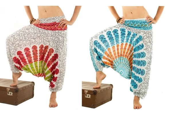 Multi-Color Harem Pants with Indian Pattern — Stock Photo, Image