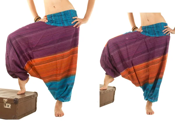 Multi kleur harem broek met Indiase patroon — Stockfoto