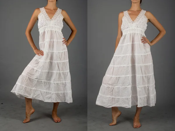 Mooie witte jurk met oosterse ornament — Stockfoto