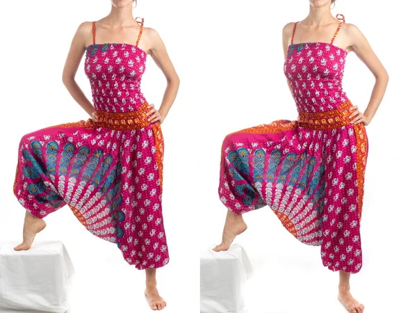 Pantaloni harem multicolore con motivo indiano — Foto Stock