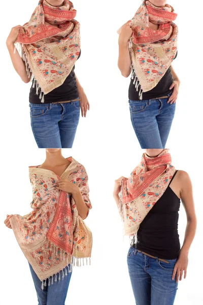 Stylish Feminine Scarf with Oriental Pattern Stock Image