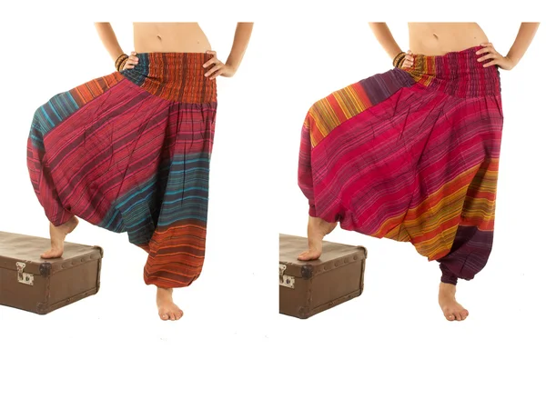 Pantaloni harem multicolore con motivo indiano Foto Stock Royalty Free