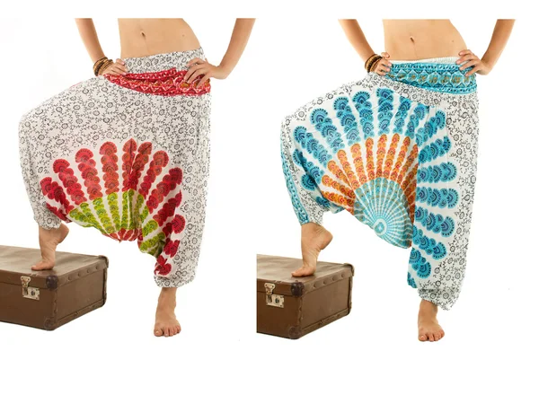 Multi-Color Harem Pants with Indian Pattern Royalty Free Stock Images