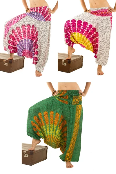 Multi-Color Harem Pants with Indian Pattern Stock Picture