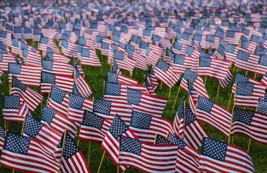 birçok küçük Amerikan bayrakları