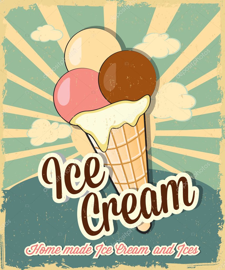 Vector EPS10 Ice cream vintage poster