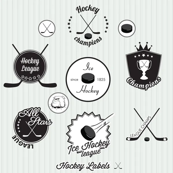 Etiquetas de hockey, insignias — Archivo Imágenes Vectoriales