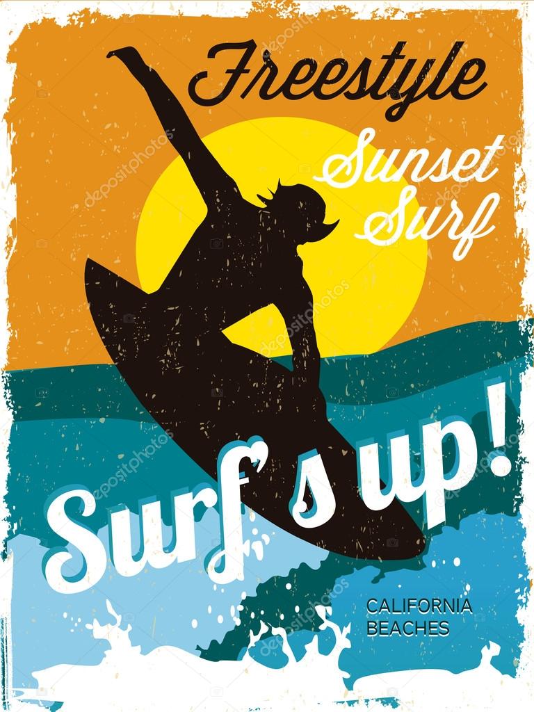 Surfer vintage poster