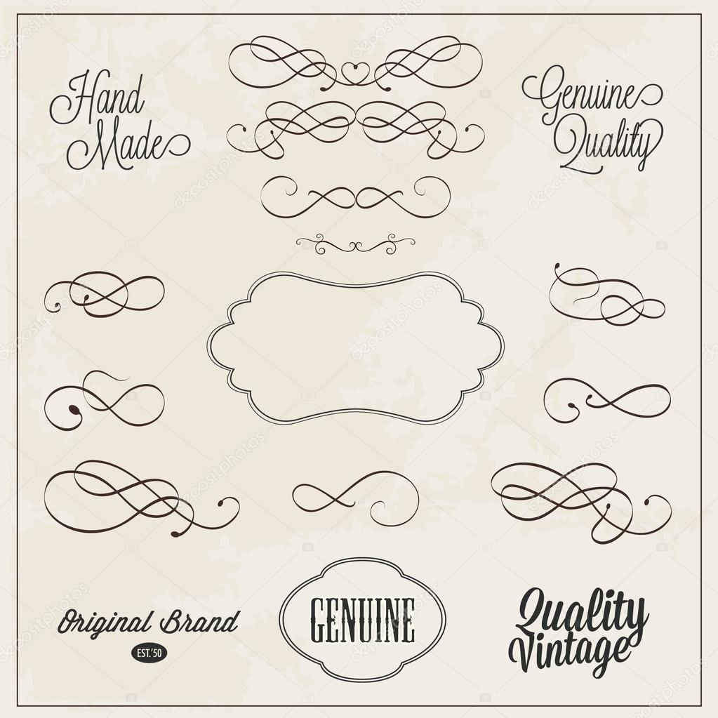 Frames and swirls for decoration hand drawn vector illustration