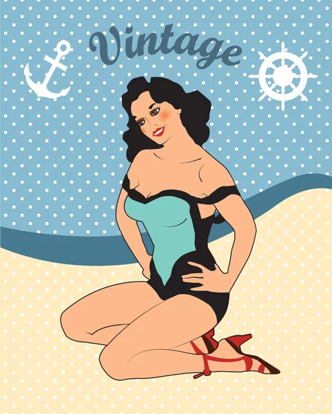 Pin up ragazza — Vettoriale Stock