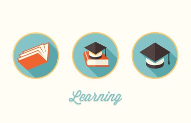 kitap, üniversite şapka, düz tasarım stil