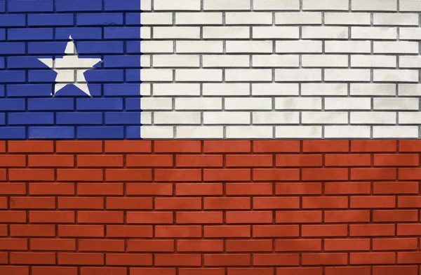 Bandera del Chile sobre muro de ladrillo —  Fotos de Stock