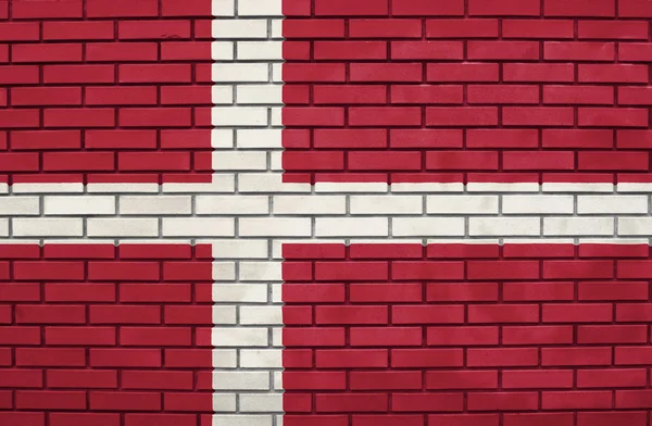 Flag of the Denmark on brick wall — Stock Photo, Image